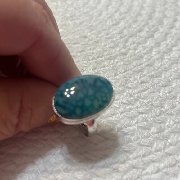 Beautiful GREEN BOTSWANA AGATE Handmade Sterling 925 Ring Size 6.75 #771D - Picture 1 of 3
